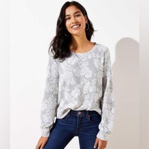 LOFT Floral Jacquard Banded Sweatshirt // L